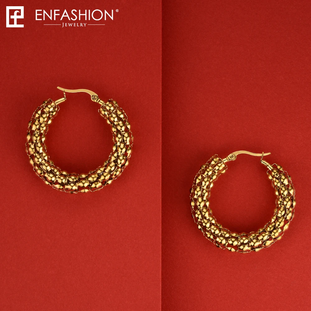 Enfashion Marcella серьги-кольца из нержавеющей стали круг цвет золотой серьги трендовые круглые серьги для женщин ювелирные изделия EM181063