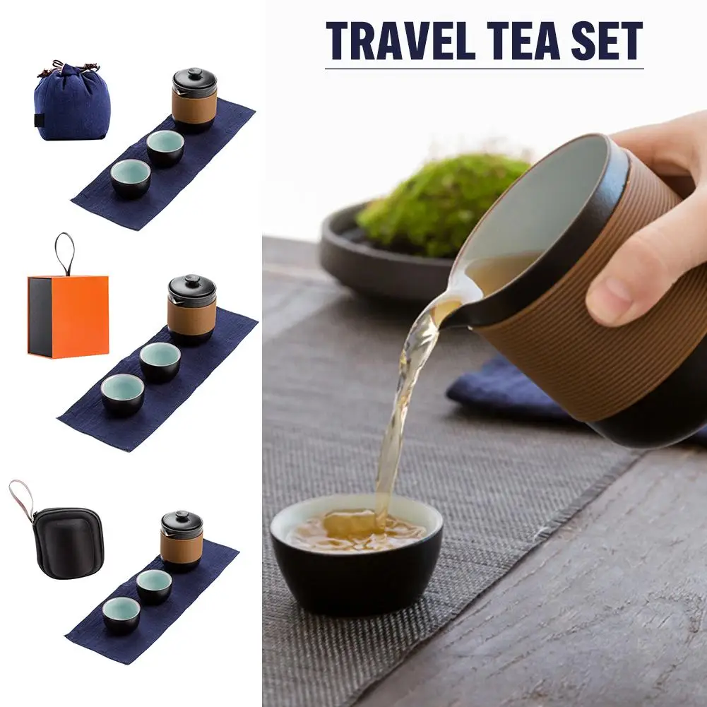

Travel Tea Set One Pot Two Cups Portable Kung Fu Tea Set Tea Water Separation Cup Ceramic Filter Teapot Supplies Drinkware Tools