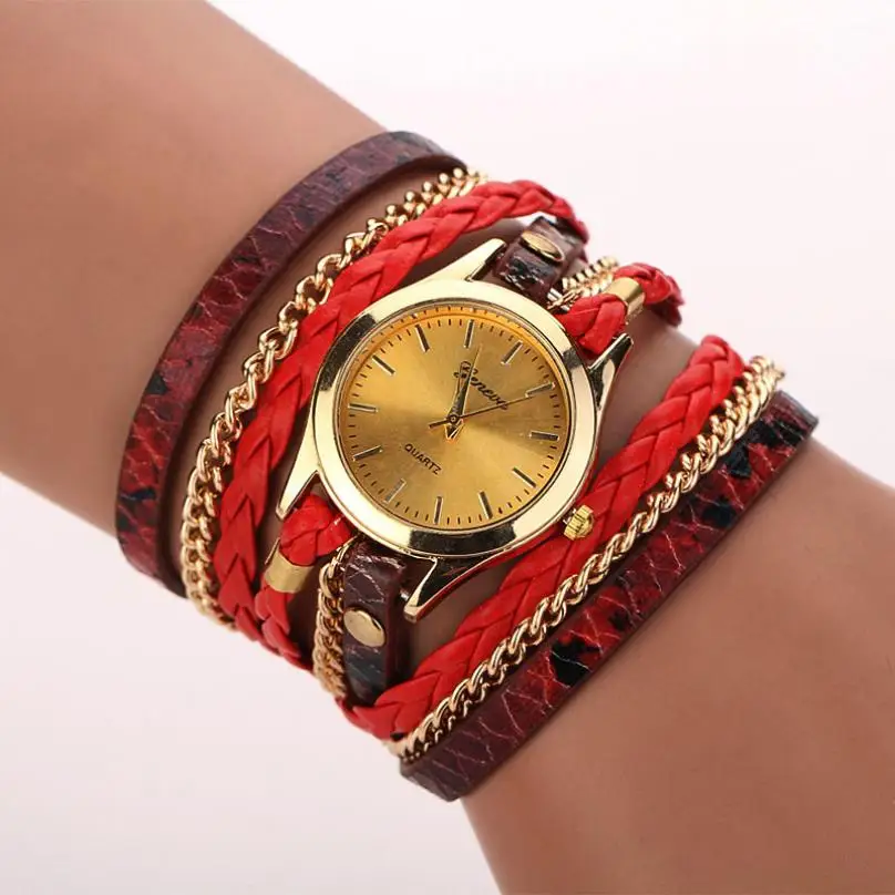 Relojes Mujer,, кожаный плетеный браслет, часы, женская мода, Леопардовый ремешок, кварцевые наручные часы, часы, Relogio Feminino