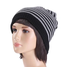 Популярные зимние женские теплые шапки, модная полосатая вязаная шапка, хип-хоп шапочки, Toucas Bonnet, мужские шапки, вязаная шапка Skullies Gorros