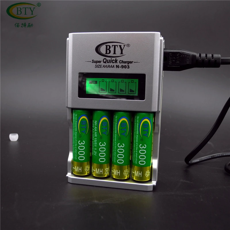 BTY 903 4 слота быстрая скорость Смарт ЖК дисплей для AA AAA 14500 10440 Ni MH CD аккумуляторные