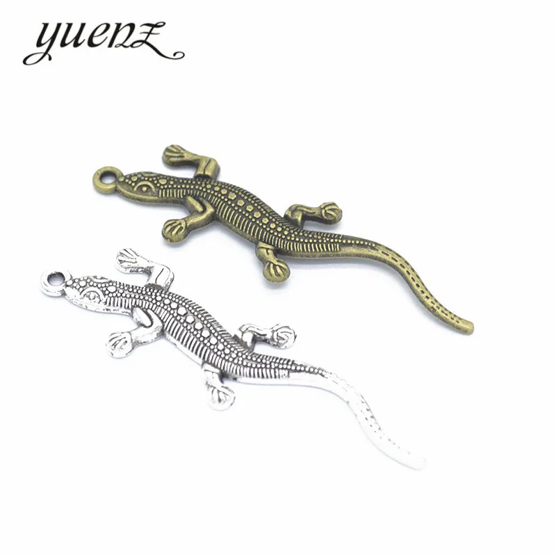 

YuenZ 7 pcs 2 color Antique Silver Plated alloy lizard Charms Pendants for Jewelry Making DIY Handmade Craft 56*15mm D9131