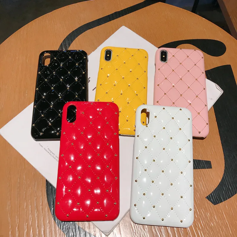 

For iphone 7 8 plus 6s 6plus Rivets Protective Cover PU Leather Small Fragrance Series For iphone X XS XR XS Max