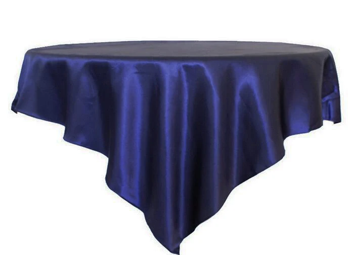 Квадратная атласная Скатерть размером 145 см x 145 см, скатерть для свадебной вечеринки, украшения для скатерти, праздничные и вечерние принадлежности, 21 цвет - Цвет: navy blue