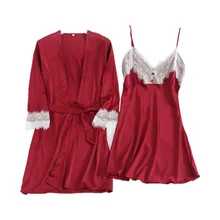 Летняя женская ночная рубашка, сексуальная пижама, ночная рубашка на бретельках, двухсекционная шелковая Домашняя одежда, тонкая секция