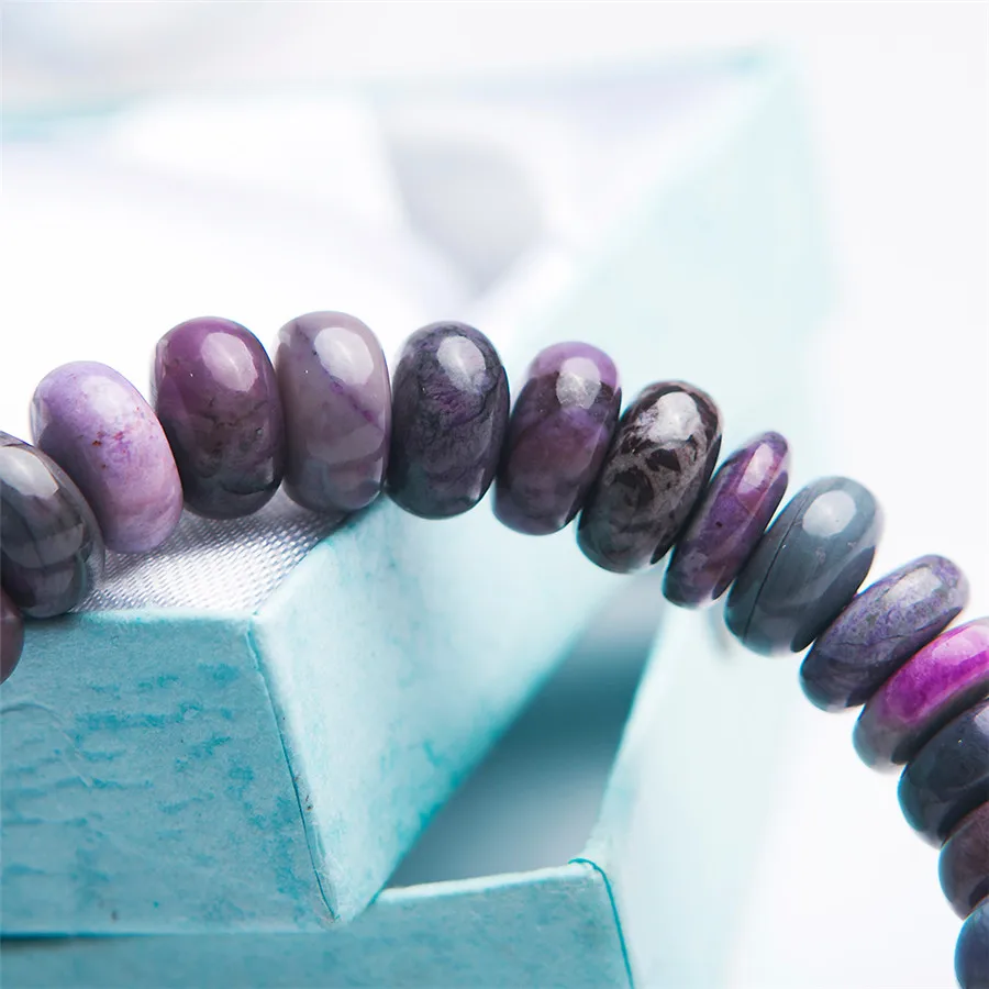 Подлинный натуральный фиолетовый сугилит браслеты с драгоценными камнями для женщин Женский эластичный целебный Кристалл фитнес бусина для счет браслет AAAAAA