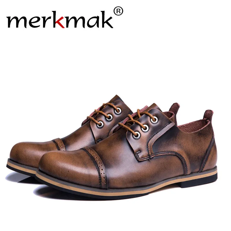 

Merkmak Big Size Men Genuine Leather Boots Fashion Vintage Autumn Cowboy Martine Ankle Boot for Man Flat Footwear 38-47 Dropship