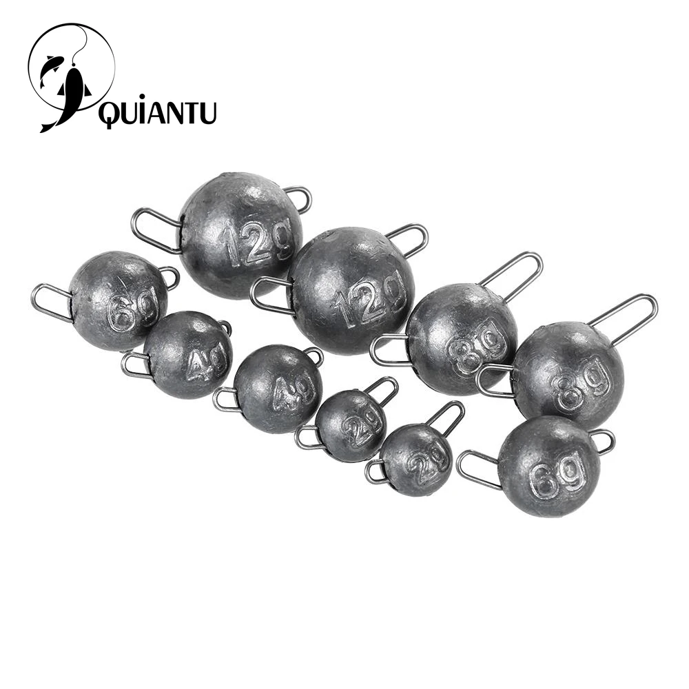 

QUIANTU 10Pcs/lot Lead hook 2g 3g 5g 8g 10g 12g Jig Head Lead Deep Water Bullet Weight Soft Lure Baits Texas Fishing Accessories