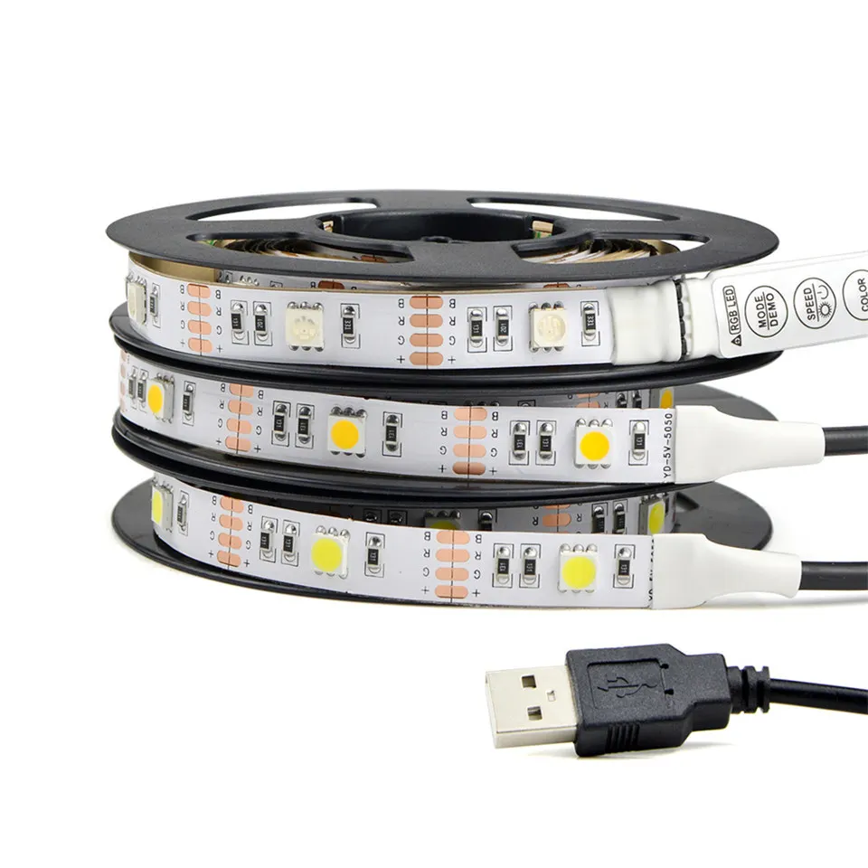 1Pcs-USB-Power-Supply-LED-Strip-light-RGB-Ribbon-50CM-100CM-200CM-DC-5V-For-TV