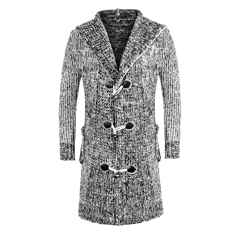 

Men Winter Warm Hooded Long Sweatercoat Fashion Style Men Thicker Warm Casual Sweaters Cardigan Long Sweaters Size 3XL