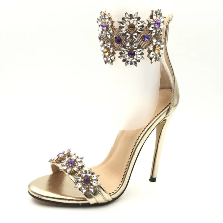 Летние пикантные блестящие босоножки на высоком каблуке-шпильке, украшенные цветами и стразами, с сетчатым ремешком на щиколотке; женская обувь для вечеринок со стразами