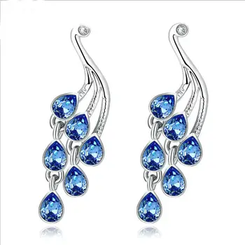 

2020 NEW earrings Europe Dark blue Crystals from Swarovskis Earring With Charm for Women Gift Fine jewelry