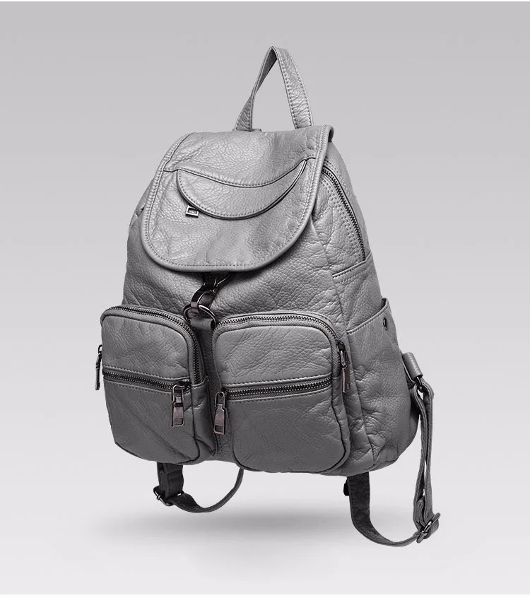 Mochila de Couro Feminina à Prova Lavado Macio D'água Vintage Multifuncional 4 prova d'água, vintage, multifuncional