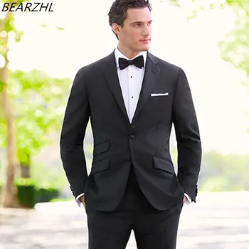 

classic suits for men suit black groom tuxedos wool bleed 2020 notch collar