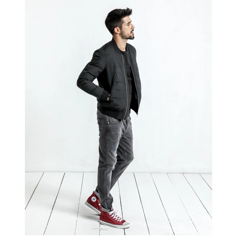 Зимняя куртка Для мужчин Slim Fit Белая утка пальто 2018 модная Осенняя парка мужской Slim Fit черный бомбер большой Размеры