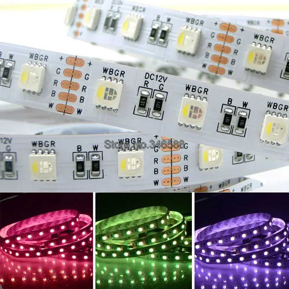 5 м 12 В SMD 5050 RGBW rgbww Светодиодные ленты RGB белый RGB теплый белый, 4 цвета в 1 светодиодный чип, 60 LED/M IP20 IP65 IP66 Водонепроницаемый LED Клейкие ленты