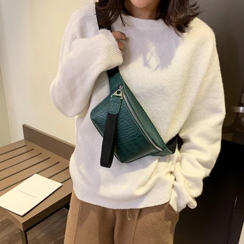 

Women waist bag PU leather crocodile pattern Fanny Pack fashion belt bags women phone pouch casual chest bag lady shoulder bags