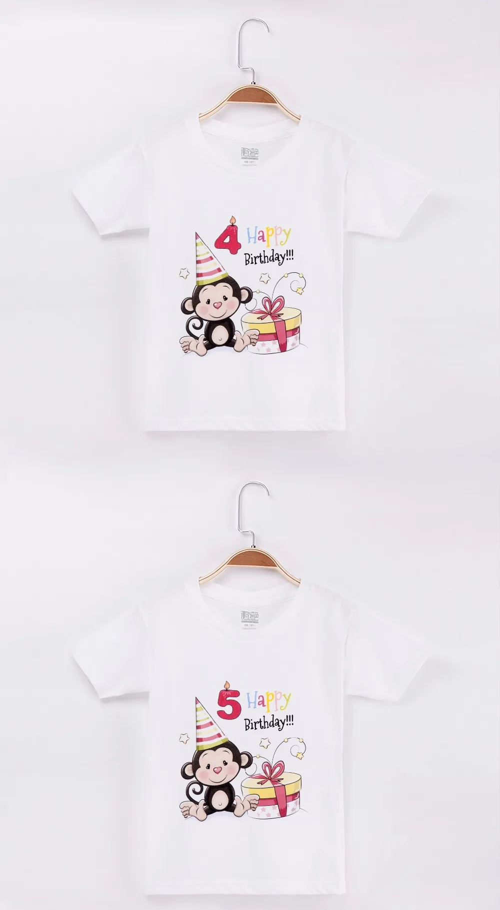 Roupas de Aniversário para Meninos Crianças dos Desenhos Conjunto de Roupas de Bebê 2019 Kawaii Macaco t Shirt 100% Algodão Animados Menina Cobre Crianças Camisas Marca 6 Cheap girls brand tops