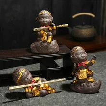 Ручной работы Фиолетовый Глиняный обезьянка король чай домашнее животное креативный изысканный Чай Аксессуары чайный столик украшение автомобиля