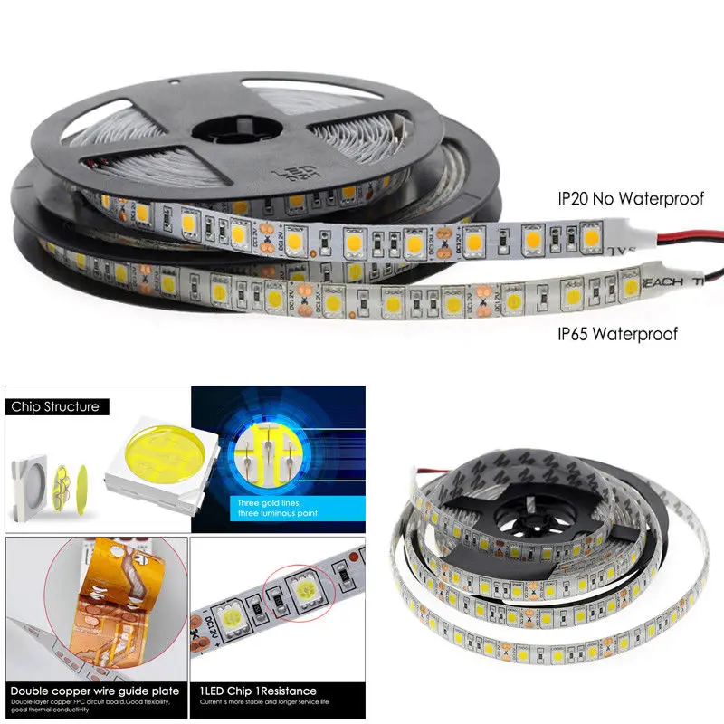5 м SMD 300 600 светодиодный 3014 3528 5050 5630 Водонепроницаемый гибкие светодиодные ленты светильник дневные ходовые огни 12V Белый