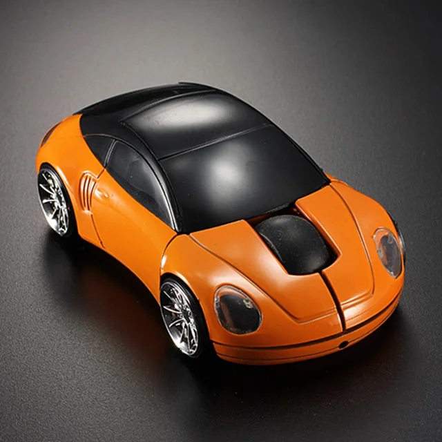 Best Offers Orange Car Shaped 2.4G Optical Wireless 3D 1600DPI LED Lights Mouse USB Receiver Gaming Mice For Computer PC Laptop High Quality