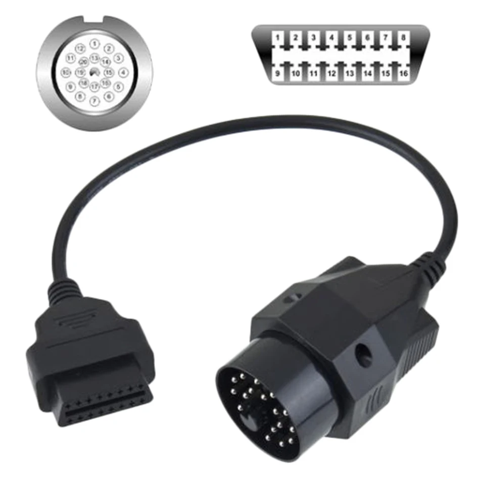 Адаптер OBD II 1 шт. 20 pin к OBD2 16 PIN гнездовой черный разъем e36 e39 X5 Z3 для BMW 20pin новейший|16