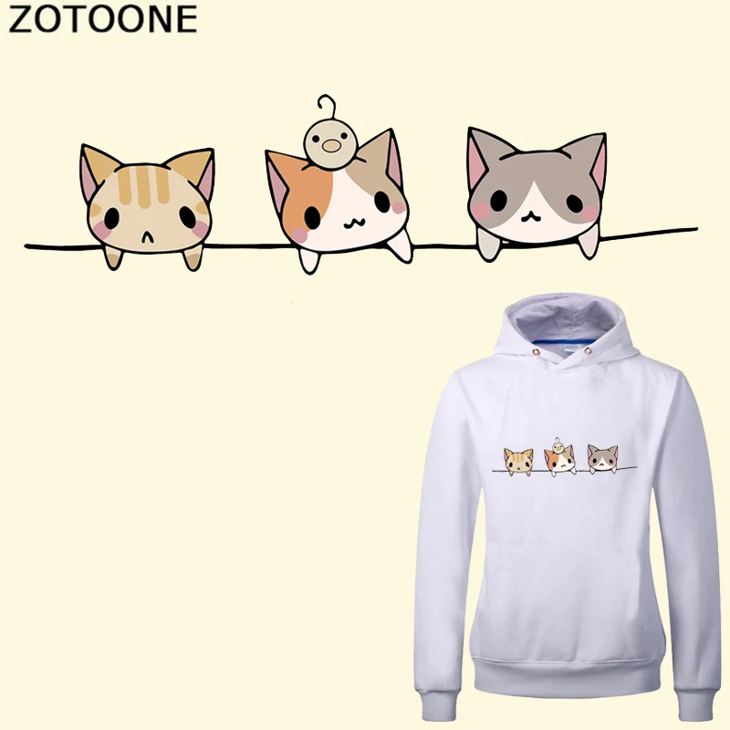 

ZOTOONE Cute Cat Iron on Transfer Patches for Kids Clothes DIY T-shirt Applique Heat Transfer Vinyl Thermal Stickers on Clothes