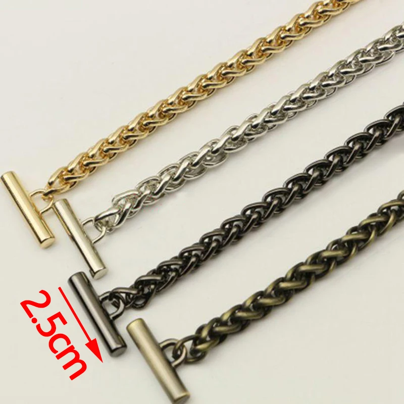 DIY 8mm Gold, Silver, Gun Black, Plating Bronze Metal Replacement Chain Shoulder Straps for Handbags, Bag Handles with OT Clasps