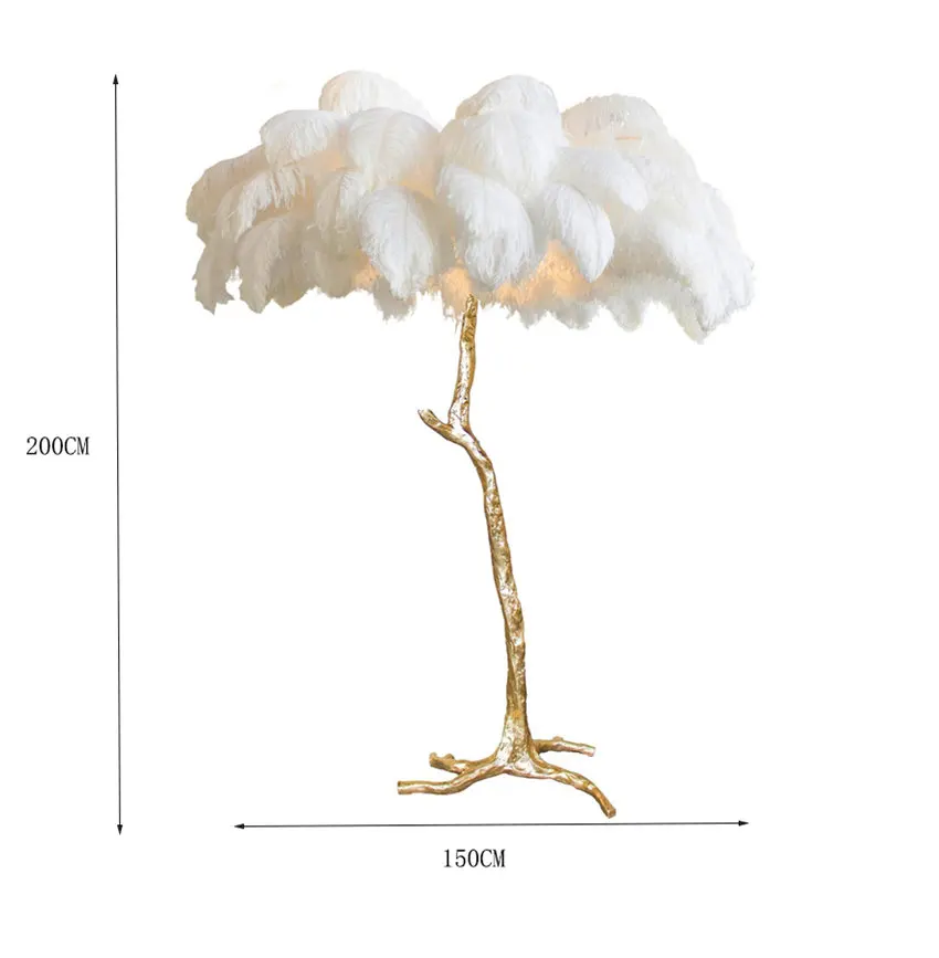 Современный страусиный светодиодный напольный светильник для отеля, гостиной, светодиодный напольный светильник из страусиного волоса, лампа для салона, светильник ing - Цвет абажура: Белый
