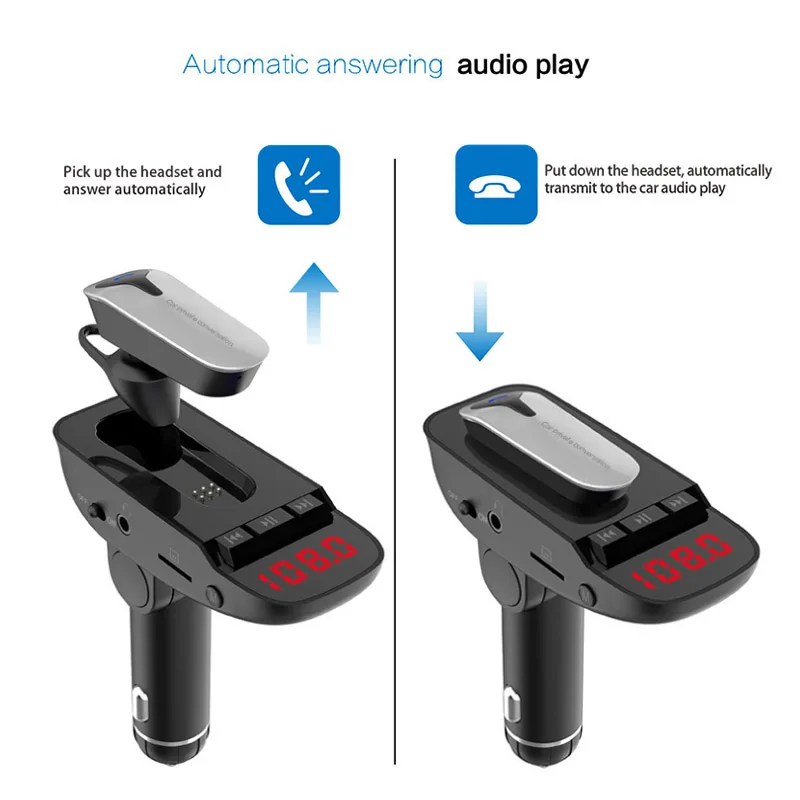 JaJaBor, fm-передатчик, Bluetooth, автомобильный комплект, громкая связь, AUX 3,5 мм, аудио плеер, частный ответ, беспроводная гарнитура для мобильного телефона