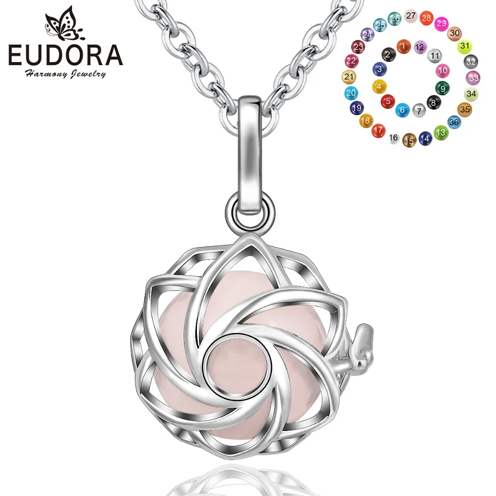 

Eudora 18mm Mexico bola Pendant Harmony Pregnancy Ball Necklace Flower Cage Locket fit Musical Sound Chime Ball K333N18