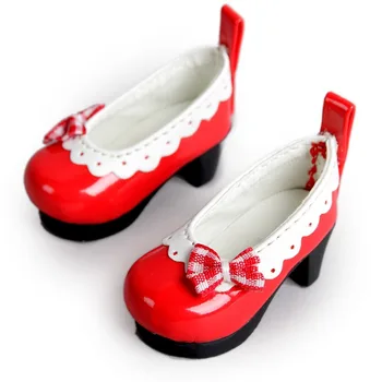 

[wamami] 123# Red 1/6 SD AOD DOD BJD Dollfie Mid Heeled Bowite Synthetic Leather Shoes
