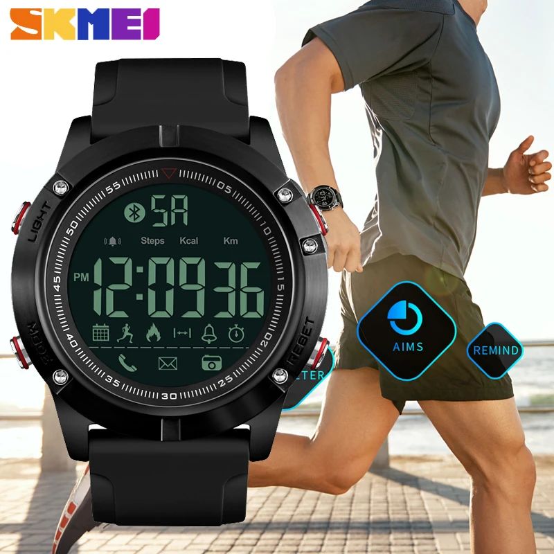 

2018 New Alloy Smart Watch Pedometer Bluetooth for Apple IOS Android 50m Waterproof Men Digital Wristwatch LCD Electronic Clocks