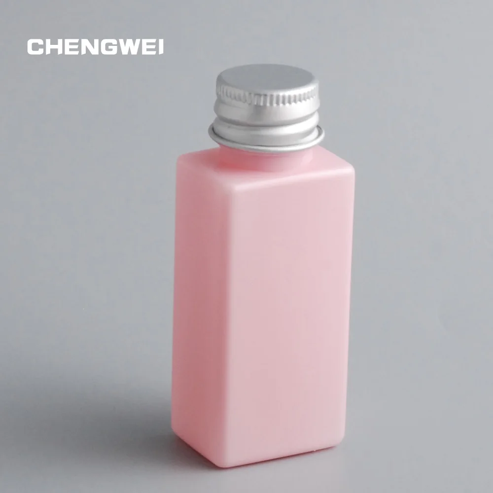 CHENGWEI Продвижение 20 шт отличные Meke Up Инструменты 30 мл пустой квадратный образец бутылки с винтовой алюминиевой крышкой, косметические бутылки - Цвет: Silver Pink