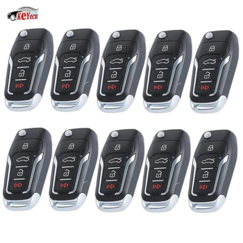 

KEYECU 10Pcs Upgrade Flip Remote Car Key Fob 315MHz 4D63(80bit) Chip for Ford C-Max Escape Focus FCC ID: OUCD6000022 HU101 Blade