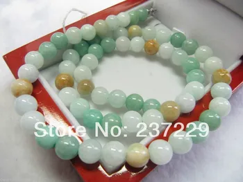 

Wholesale price FREE SHIPPING ADCertified 100% Natural Green Jade A Grade Jadeite 8mm Bead Necklace