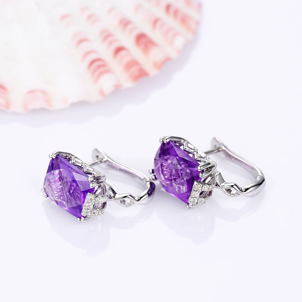 Женские серьги Клипсы из серебра 925 пробы с аметистом|clip earrings|earrings 925earrings for |