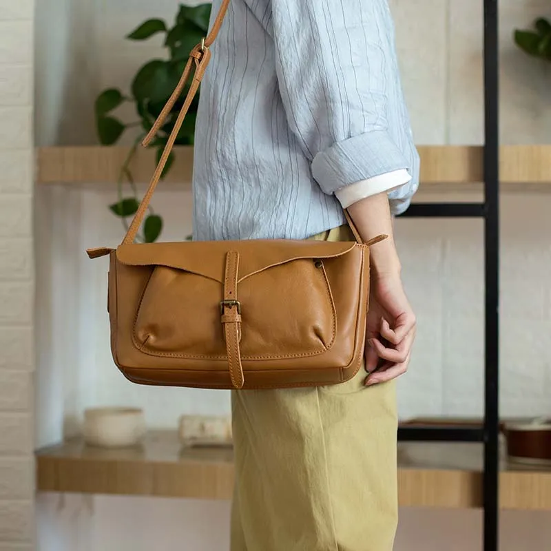 

Vintage original simple shoulder bag first layer cowhide large capacity soft leather Messenger bag