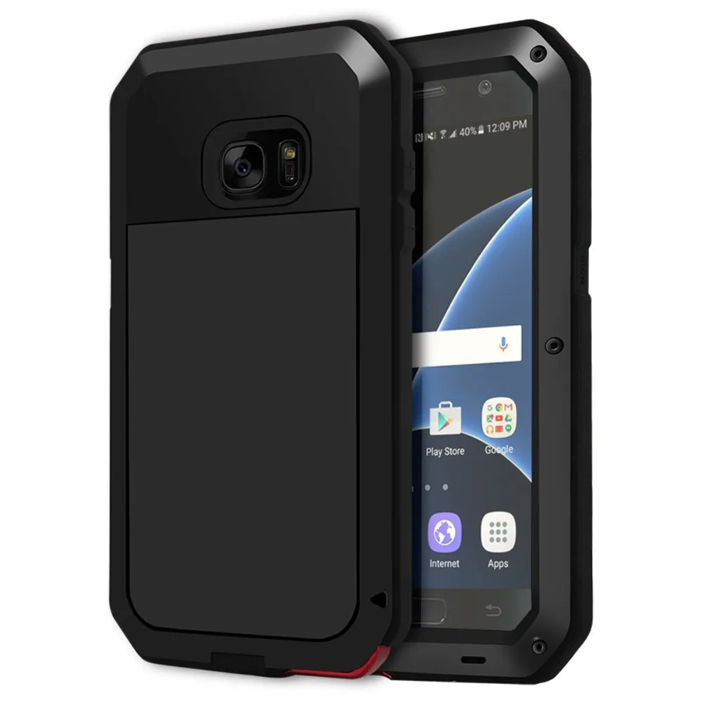 

SOONHUA Fashion Back TPU Silicone Metal Protective Case Shockproof Dustproof Cover Heat Dispersion For Samsung Galaxy S7 S7 Edge