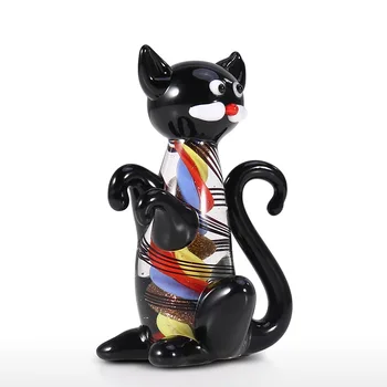 

Black Kitten Glass Sculpture Animal Cats Figurines Ornament Favor Gift Glass Craft Decoration For Home Office R2047