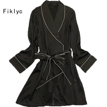 

Fiklyc brand women's nightwear robes long sleeve bathrobes for bridesmaids wedding sleepwear high quality summer home wear robe