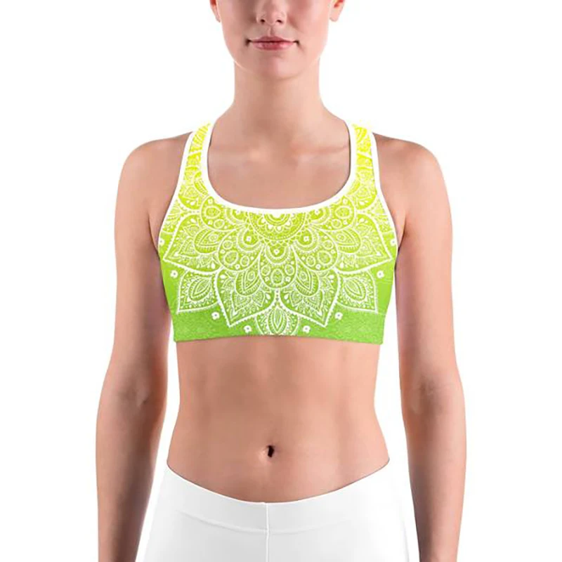 LI-FI Mandala Print Sports Bra High Stretch Breathable Top Fitness Women Padded for Running Yoga Gym Seamless Crop Bra Sport Bra - Цвет: SY14W