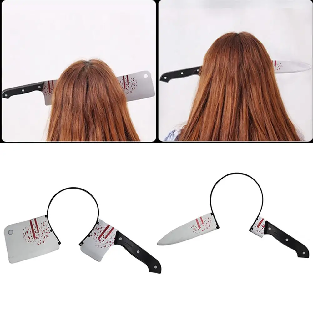 Halloween Horror decoration Cleaver Knife Go Through Head