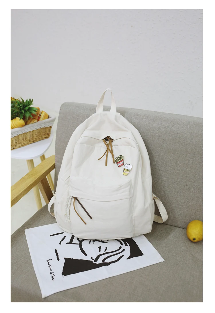 Menghuo Women Backpack for School Teenager Girls Vintage Stylish School Bag Ladies Cotton Fabric Backpack Female Bookbag Mochila (47)