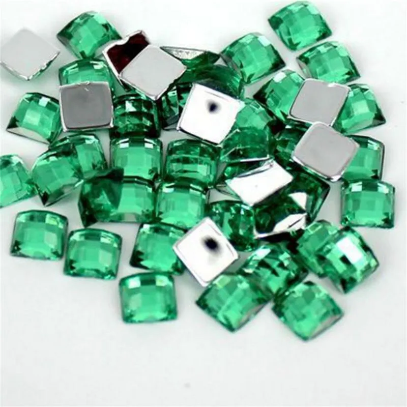

4-25MM DIY Bling Green Color Square Lattice Faceted Acrylic Rhinestone Flatback Acrylic Stone for Hand Craft Art Decoration