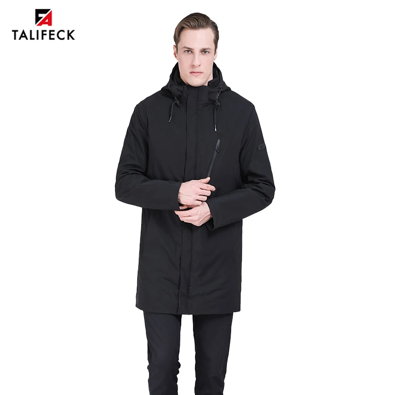 

2019 Men Long Jacket Spring Black Trench Coat Men Windbreaker Casual Warm Padded Coat Long Coat Mens Trench Parka Homme Outwear