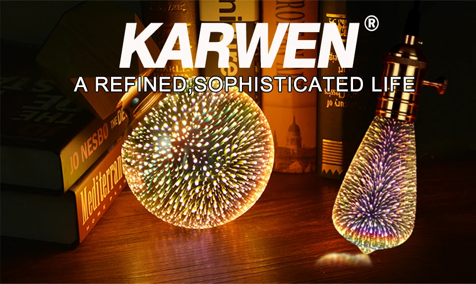 KARWEN 3D светодиодный Edison ЛАМПЫ посеребренное стекло 220 v A60 ST64 G80 G95 праздничное Рождественское украшение бар светодиодный светильник Lamparas