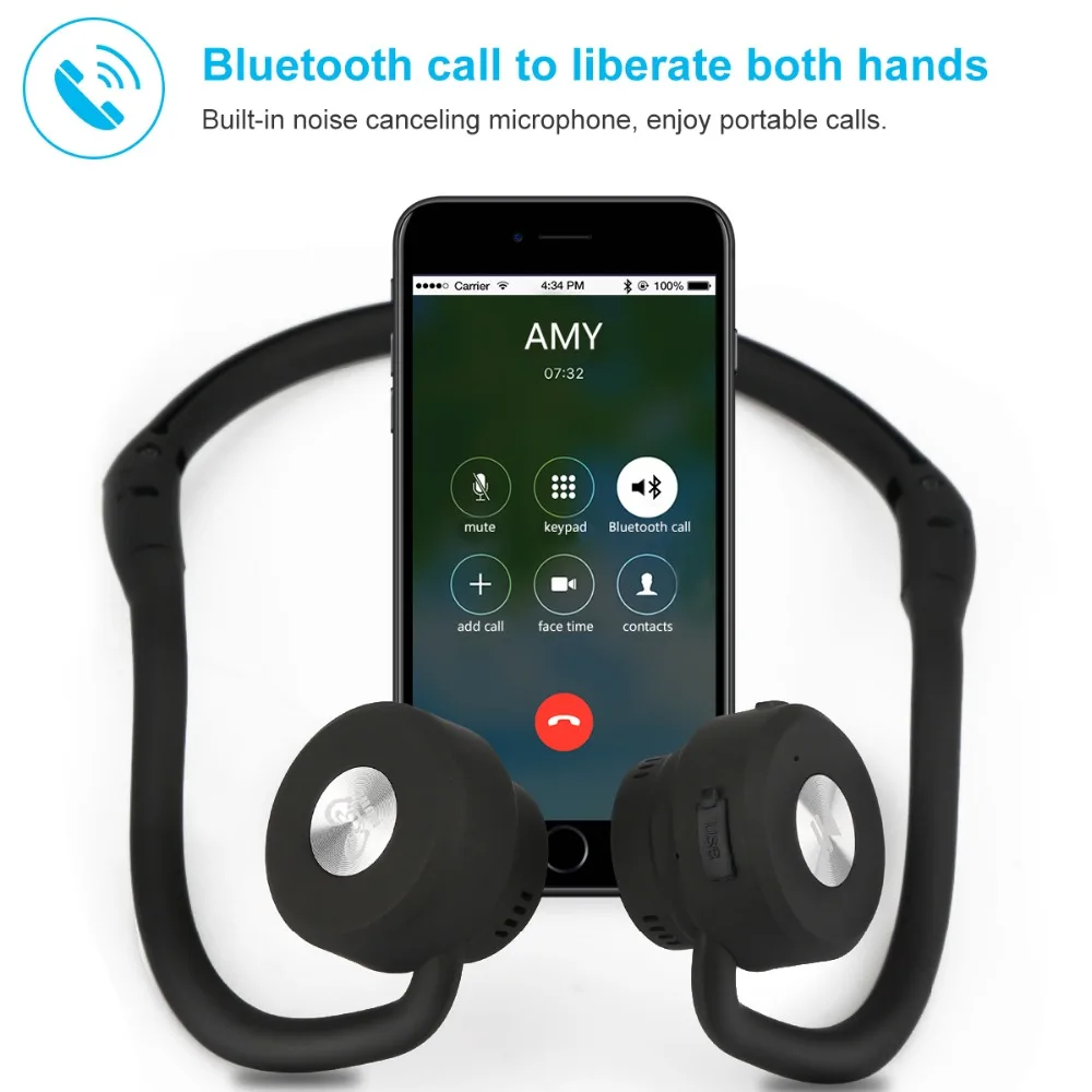 Bone Conduction Bluetooth Wireless headphones Portable Sports headset Amplifier Hearing Suitable for TV the elderly Bone headset