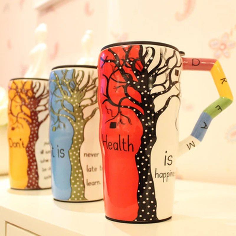 

Halloween Gift Tree Patterns Ceramic Mugs China Bone Handle Painting Cups Home Drinkware Ceramic Large Capacity Coffee Mugs