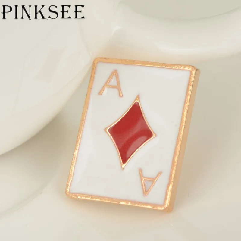 

PINKSEE Fashion Personalized Poker Brooch Suit Collar Pins Shirt Tie Clip for Women Men Jewelry Accessories